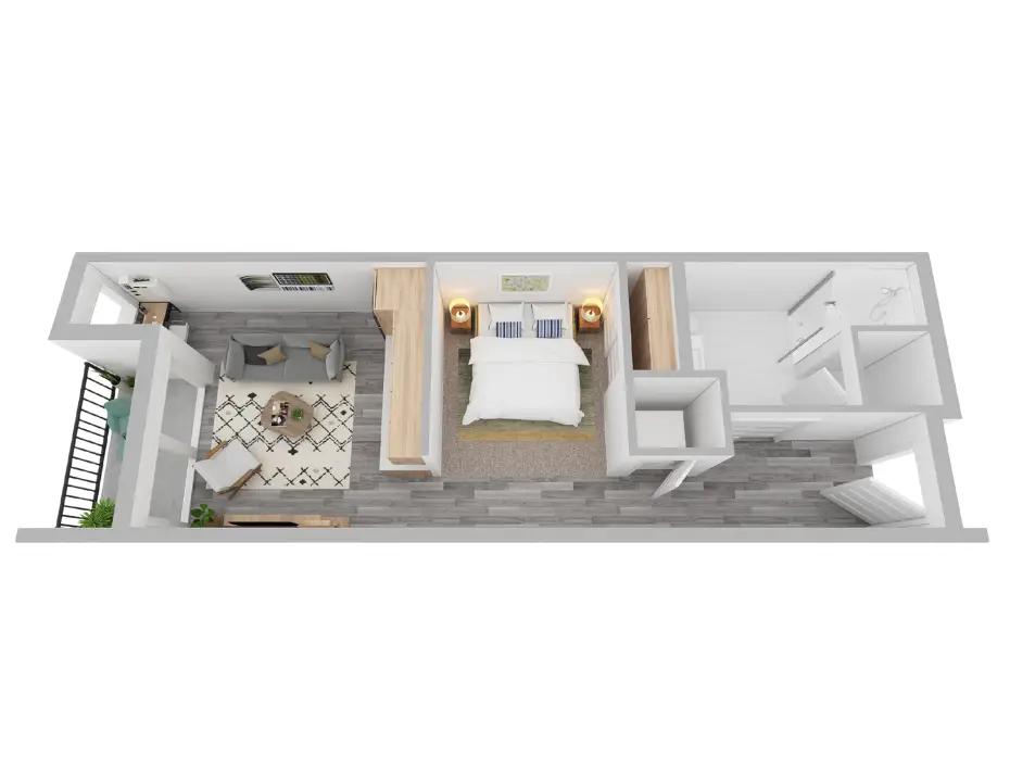 M1 Studio 408 sq ft Opt 1