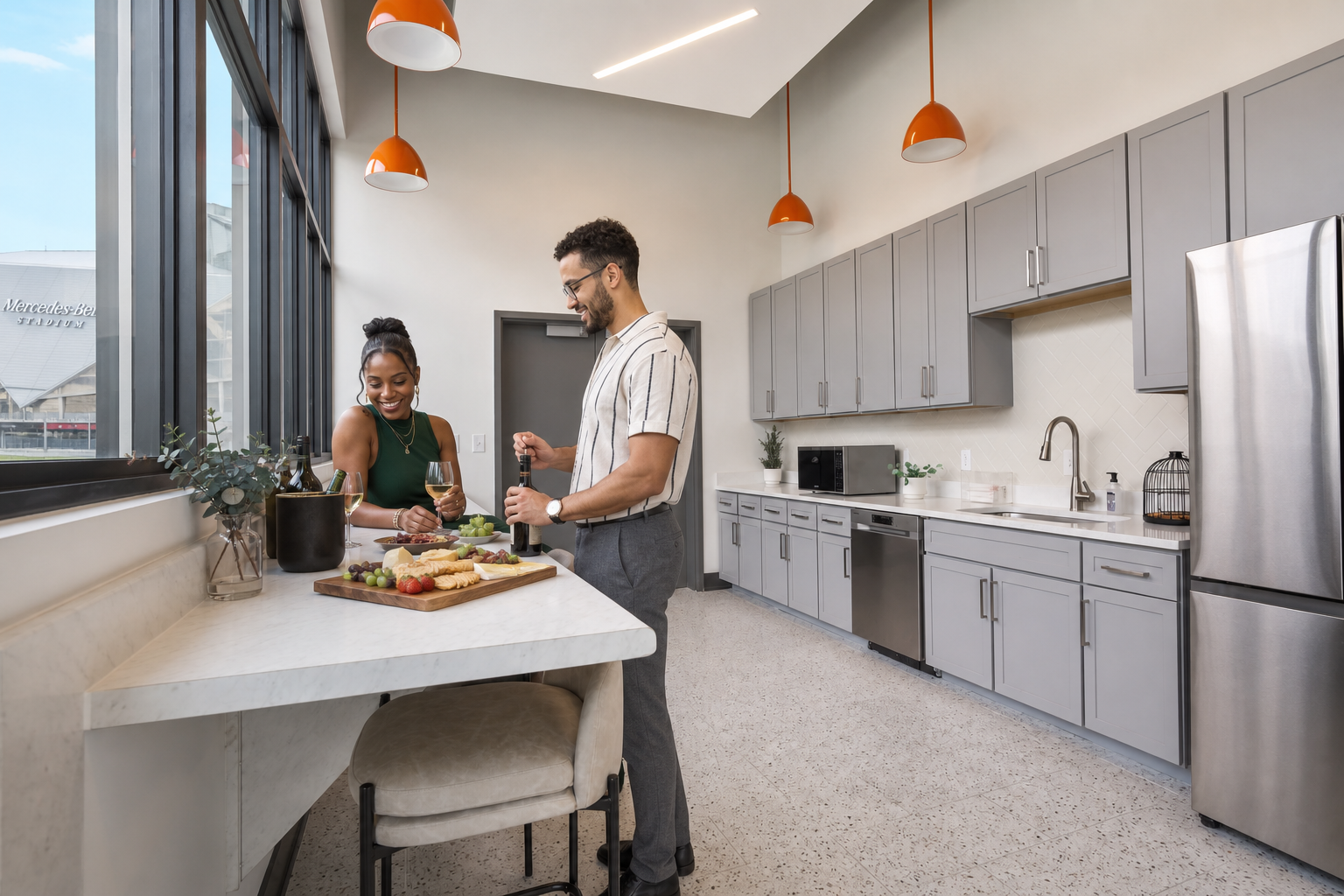 Amenity Kitchen Resident Happy Hour Setup